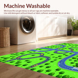 Ultra Soft Area Rug, Non Slip, Stain Resistant, Washable Area Rugs for Living Room, Bedroom, Brightly Colored Urban Grid Layout(Green)