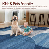 Ultra Soft Area Rug, Non Slip, Stain Resistant, Washable Area Rugs for Living Room, Bedroom, Artistic Subtle Circular Motif(Blue)