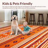 Ultra Soft Area Rug, Non Slip, Stain Resistant, Washable Area Rugs for Living Room, Bedroom, Vibrant Textural Medley Style(Orange)