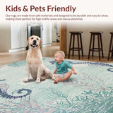 Ultra Soft Area Rug, Non Slip, Stain Resistant, Washable Area Rugs for Living Room, Bedroom, Marine Life Inspired Plush Bedside Rug with Stylized Seahorse and Shell Motifs(Blue)