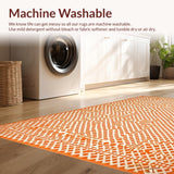 Ultra Soft Area Rug, Non Slip, Stain Resistant, Washable Area Rugs for Living Room, Bedroom, Elegant Minimalist Diamond Motif(Orange)