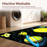 Ultra Soft Area Rug, Non Slip, Stain Resistant, Washable Area Rugs for Living Room, Bedroom, Whimsical Galactic Exploration Theme(Yellow)