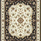 Ultra Soft Area Rug, Non Slip, Stain Resistant, Washable Area Rugs for Living Room, Bedroom, Traditional Elegant Floral Medallion(Black)