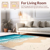 Ultra Soft Area Rug, Non Slip, Stain Resistant, Washable Area Rugs for Living Room, Bedroom, Ocean Wave Polyester Dorm Room Floor Mat(Blue)
