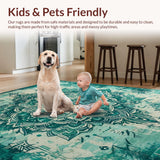 Ultra Soft Area Rug, Non Slip, Stain Resistant, Washable Area Rugs for Living Room, Bedroom, Light Blue Green Rug for High Traffic Home Office(Green)