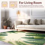 Ultra Soft Area Rug, Non Slip, Stain Resistant, Washable Area Rugs for Living Room, Bedroom, Lush Tropical Escape Area Green Beige Leaf(Green)