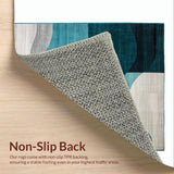 Ultra Soft Area Rug, Non Slip, Stain Resistant, Washable Area Rugs for Living Room, Bedroom, Contemporary Neutral Teal Waves(Blue)