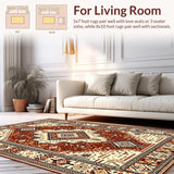 Ultra Soft Area Rug, Non Slip, Stain Resistant, Washable Area Rugs for Living Room, Bedroom, Warm Toned Medallion Aesthetic(Brown)