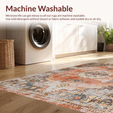 Ultra Soft Area Rug, Non Slip, Stain Resistant, Washable Area Rugs for Living Room, Bedroom, Contemporary Ogee Style Accent(Orange)
