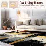 Ultra Soft Area Rug, Non Slip, Stain Resistant, Washable Area Rugs for Living Room, Bedroom, Luxurious Gold-Infused Graphic Style(Gold)