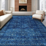 Ultra Soft Area Rug, Non Slip, Stain Resistant, Washable Area Rugs for Living Room, Bedroom, Elegant Scallop Carpet(Blue)
