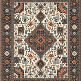 Ultra Soft Area Rug, Non Slip, Stain Resistant, Washable Area Rugs for Living Room, Bedroom, Intricate Boho Area With Deep Brown And Copper Geometric Design(Beige)