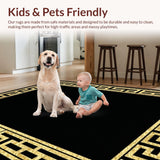 Ultra Soft Area Rug, Non Slip, Stain Resistant, Washable Area Rugs for Living Room, Bedroom, Regal Ogee Patterned Runner(Gold)