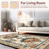 Ultra Soft Area Rug, Non Slip, Stain Resistant, Washable Area Rugs for Living Room, Bedroom, Stylish Abstract Cultural Influence(Orange)