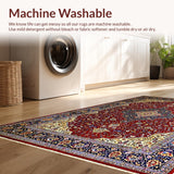 Ultra Soft Area Rug, Non Slip, Stain Resistant, Washable Area Rugs for Living Room, Bedroom, Luxurious Traditional Medallion Aesthetic(Red)