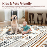Ultra Soft Area Rug, Non Slip, Stain Resistant, Washable Area Rugs for Living Room, Bedroom, Lively Geometric Fusion Artwork(Beige)