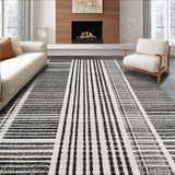 Ultra Soft Area Rug, Non Slip, Stain Resistant, Washable Area Rugs for Living Room, Bedroom, Striped Pattern Area Rug(Black)