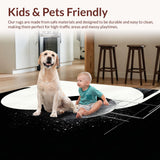 Ultra Soft Area Rug, Non Slip, Stain Resistant, Washable Area Rugs for Living Room, Bedroom, Elegant Circular Harmony Design(Black)