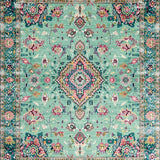 Ultra Soft Area Rug, Non Slip, Stain Resistant, Washable Area Rugs for Living Room, Bedroom, Cozy Earthy Medallion Design(Green)