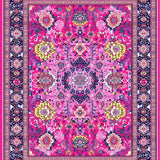 Ultra Soft Area Rug, Non Slip, Stain Resistant, Washable Area Rugs for Living Room, Bedroom, Rustic Traditional Tiled Motifs(Pink)