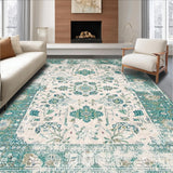 Ultra Soft Area Rug, Non Slip, Stain Resistant, Washable Area Rugs for Living Room, Bedroom, Serene Floral Ogee Aesthetic(Ivory)