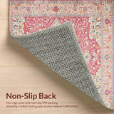 Ultra Soft Area Rug, Non Slip, Stain Resistant, Washable Area Rugs for Living Room, Bedroom, Chic Minimalist Floral Fusion(Pink)
