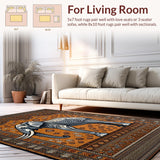 Ultra Soft Area Rug, Non Slip, Stain Resistant, Washable Area Rugs for Living Room, Bedroom, Contemporary Abstract Elephant Design(Brown)