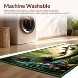 Ultra Soft Area Rug, Non Slip, Stain Resistant, Washable Area Rugs for Living Room, Bedroom, Rustic Multicolor Fishing Silhouette(Green)
