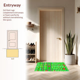 Ultra Soft Area Rug, Non Slip, Stain Resistant, Washable Area Rugs for Living Room, Bedroom, Vibrant Interactive City Map Visual(Green)