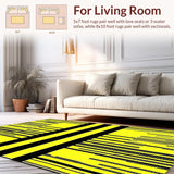 Ultra Soft Area Rug, Non Slip, Stain Resistant, Washable Area Rugs for Living Room, Bedroom, Bold Graphic Black and Cream(Yellow)
