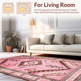 Ultra Soft Area Rug, Non Slip, Stain Resistant, Washable Area Rugs for Living Room, Bedroom, Charming Rustic Cowgirl Aesthetic(Pink)