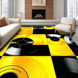 Ultra Soft Area Rug, Non Slip, Stain Resistant, Washable Area Rugs for Living Room, Bedroom, Bold Vintage Musical Elements(Yellow)
