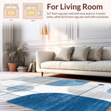 Ultra Soft Area Rug, Non Slip, Stain Resistant, Washable Area Rugs for Living Room, Bedroom, Modern Fuzzy Tiled Pattern(Blue)
