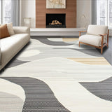 Ultra Soft Area Rug, Non Slip, Stain Resistant, Washable Area Rugs for Living Room, Bedroom, Stylish Area with Contemporary Beige and Slate Swirl Motif Design(Gray)
