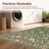 Ultra Soft Area Rug, Non Slip, Stain Resistant, Washable Area Rugs for Living Room, Bedroom, Lively Earth Tones with Intricate Patterns(Green)