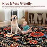Ultra Soft Area Rug, Non Slip, Stain Resistant, Washable Area Rugs for Living Room, Bedroom, Elegant Stain-Resistant Bedroom Accent Carpet(Black)