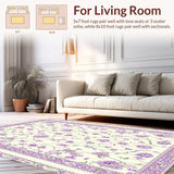 Ultra Soft Area Rug, Non Slip, Stain Resistant, Washable Area Rugs for Living Room, Bedroom, Lush Springtime Blossom Appeal(White)