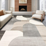 Modern Abstract Area Beige Grey Minimalist Geometric Throw(Beige)