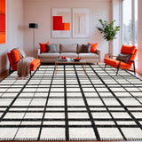 Ultra Soft Area Rug, Non Slip, Stain Resistant, Washable Area Rugs for Living Room, Bedroom, Sleek Dual Tone Striped Rug with Alternating Black and White Bands(Black)