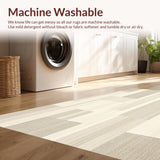 Beige Cotton Terry Bath Mat Modern Geometric Area(Beige)