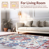 Ultra Soft Area Rug, Non Slip, Stain Resistant, Washable Area Rugs for Living Room, Bedroom, Whimsical Colorful Ogee Style(Red)
