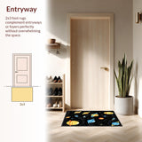 Ultra Soft Area Rug, Non Slip, Stain Resistant, Washable Area Rugs for Living Room, Bedroom, Astronomical Bold Patterned Decor(Yellow)