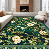 Ultra Soft Area Rug, Non Slip, Stain Resistant, Washable Area Rugs for Living Room, Bedroom, Elegant Vintage Botanical Aesthetic(Green)