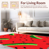 Ultra Soft Area Rug, Non Slip, Stain Resistant, Washable Area Rugs for Living Room, Bedroom, Lively Fruity Decor Style(Red)