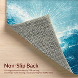 Ultra Soft Area Rug, Non Slip, Stain Resistant, Washable Area Rugs for Living Room, Bedroom, Surfboard Silhouette Wave Crest Rug With Ocean Swirl Motif And Sunburst Accents(Blue)
