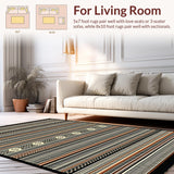 Ultra Soft Area Rug, Non Slip, Stain Resistant, Washable Area Rugs for Living Room, Bedroom, Elegant Southwestern Patterned Motif(Gray)