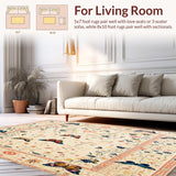 Ultra Soft Area Rug, Non Slip, Stain Resistant, Washable Area Rugs for Living Room, Bedroom, Boho Beige Moth and Butterfly Floral for(Ivory)