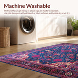 Ultra Soft Area Rug, Non Slip, Stain Resistant, Washable Area Rugs for Living Room, Bedroom, Eclectic Floral Blue Tones(Blue)