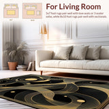 Ultra Soft Area Rug, Non Slip, Stain Resistant, Washable Area Rugs for Living Room, Bedroom, Stylish Artistic Linear Design(Gold)