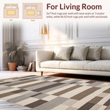 Ultra Soft Area Rug, Non Slip, Stain Resistant, Washable Area Rugs for Living Room, Bedroom, Elegant Graphite Diamond Motif(Beige)